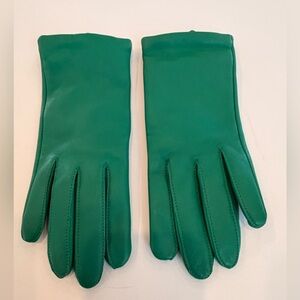 Lands’ End Green Leather Gloves Cashmere Lined Womens Size M Winter